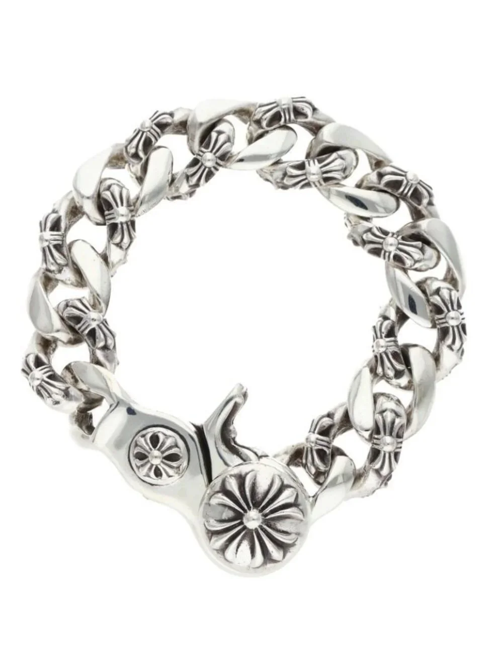 Chrome Hearts Fancy Link Clip Silver Bracelet